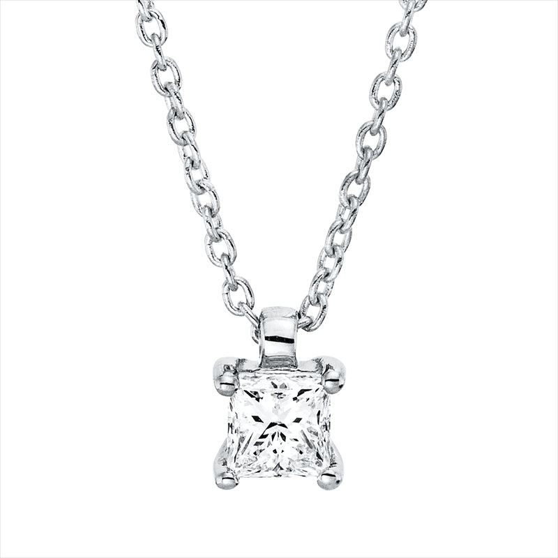 Collier 18 kt WG, mit ZÖ 42 cm, 1 Princ. 0,20 ct, TW-si