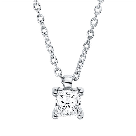 Collier 18 kt WG, mit ZÖ 42 cm, 1 Princ. 0,20 ct, TW-si