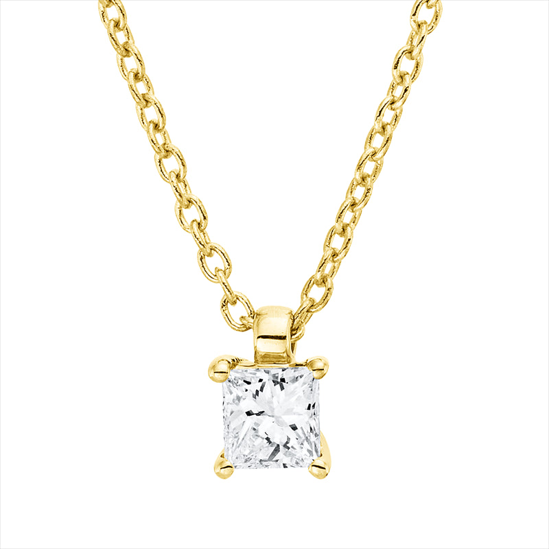 Collier 18 kt GG, mit ZÖ 42 cm, 1 Princ. 0,16 ct, TW-si