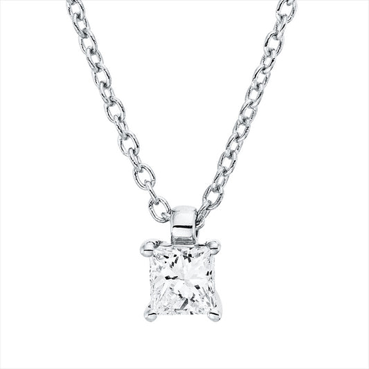 Collier 18 kt WG, mit ZÖ 42 cm, 1 Princ. 0,16 ct, TW-si