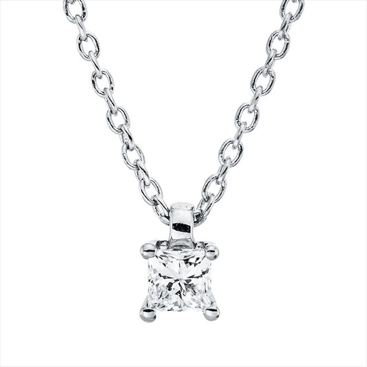 Collier 18 kt WG, mit ZÖ 42 cm, 1 Princ. 0,10 ct, TW-si