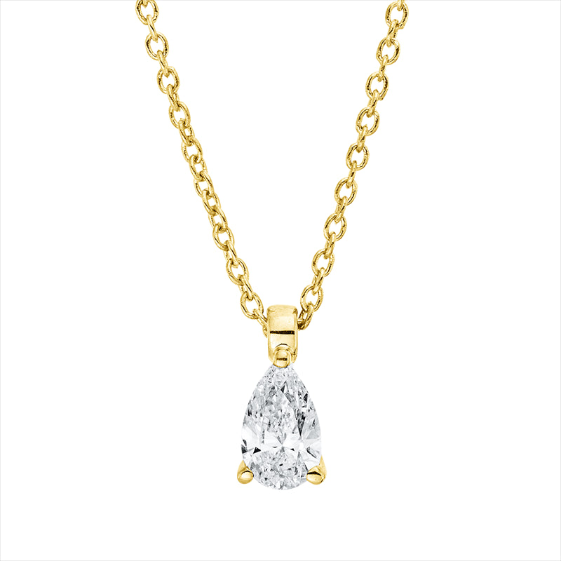 Collier 18 kt GG, mit ZÖ 42 cm, 1 Tropfen 0,25 ct, TW-si