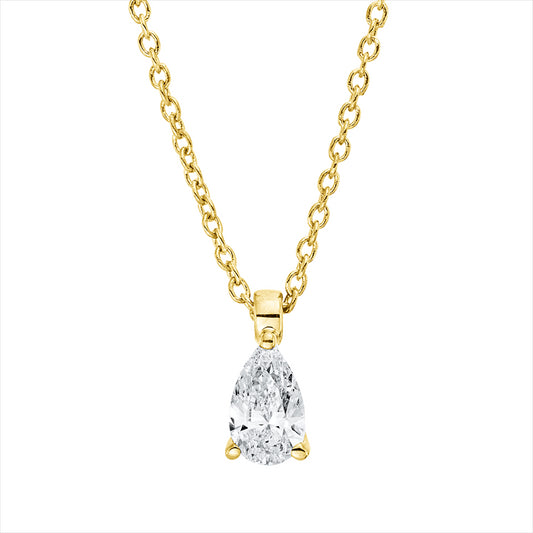 Collier 18 kt GG, mit ZÖ 42 cm, 1 Tropfen 0,25 ct, TW-si