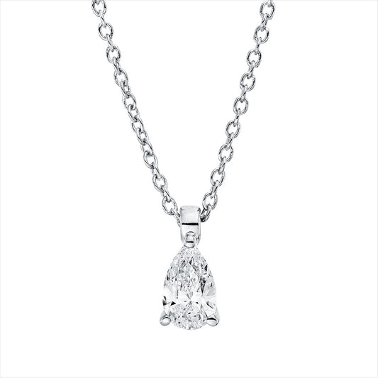 Collier 18 kt WG, mit ZÖ 42 cm, 1 Tropfen 0,24 ct, TW-si
