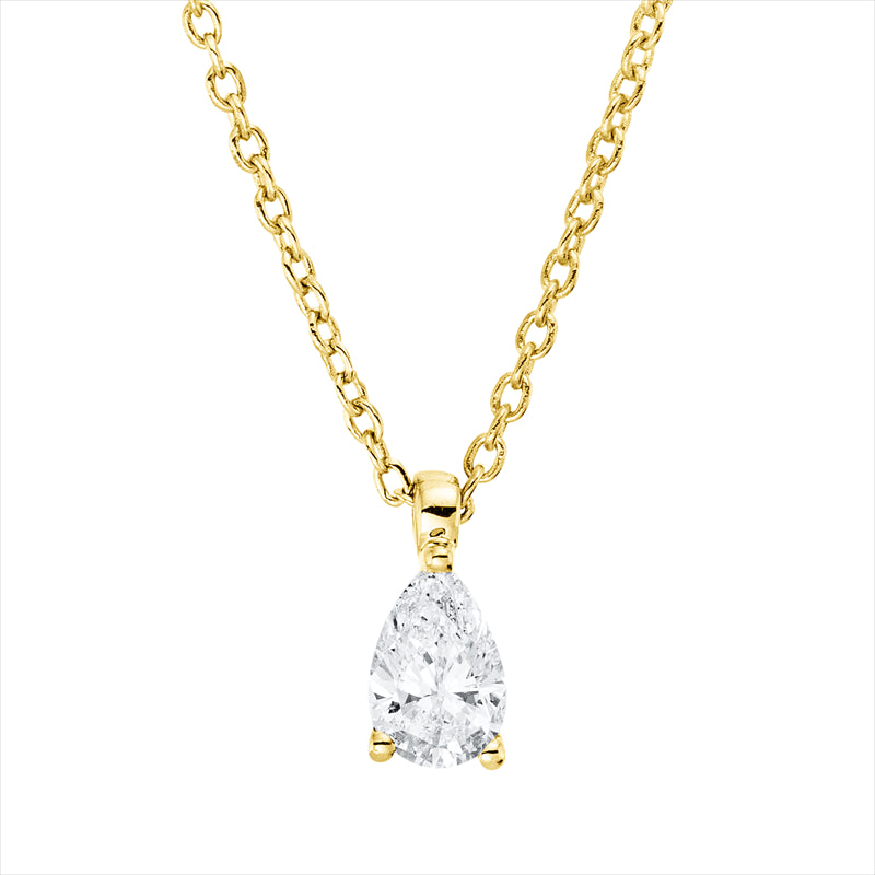Collier 18 kt GG, mit ZÖ 42 cm, 1 Tropfen 0,20 ct, TW-si