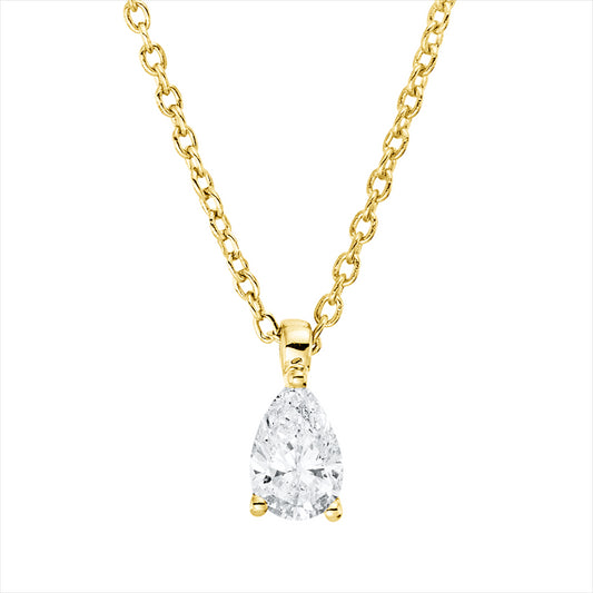 Collier 18 kt GG, mit ZÖ 42 cm, 1 Tropfen 0,20 ct, TW-si
