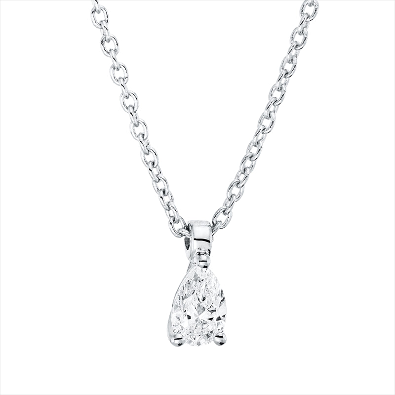 Collier 18 kt WG, mit ZÖ 42 cm, 1 Tropfen 0,14 ct, TW-si