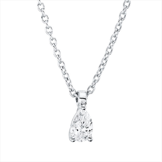 Collier 18 kt WG, mit ZÖ 42 cm, 1 Tropfen 0,14 ct, TW-si