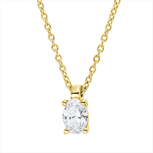 Collier 18 kt GG, mit ZÖ 42 cm, 1 Oval 0,25 ct, TW-si
