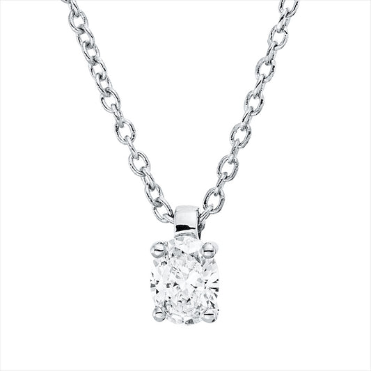 Collier 18 kt WG, mit ZÖ 42 cm, 1 Oval 0,17 ct, TW-si