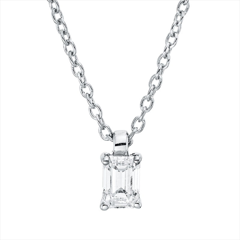 Collier 18 kt WG, mit ZÖ 42 cm, 1 Sm.schliff 0,16 ct, TW-si