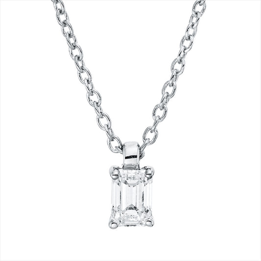 Collier 18 kt WG, mit ZÖ 42 cm, 1 Sm.schliff 0,16 ct, TW-si