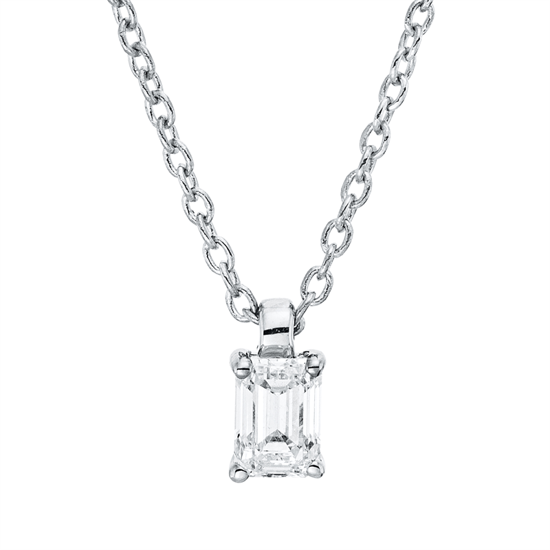 Collier 18 kt WG, mit ZÖ 42 cm, 1 Sm.schliff 0,16 ct, TW-si