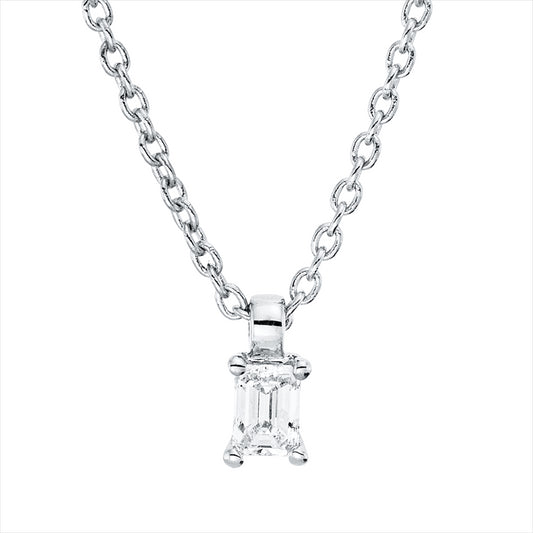 Collier 18 kt WG, mit ZÖ 42 cm, 1 Sm.schliff 0,10 ct, TW-si