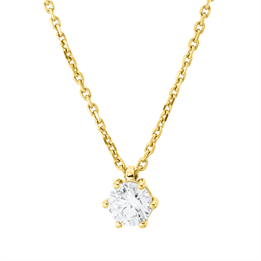 Collier 18 kt GG, GIA2524295882, ZÖ 42 cm, 1 Brill. 0,70 ct, F-si