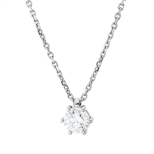 Collier 18 kt WG, GIA7518472345, ZÖ 42 cm, 1 Brill. 0,71 ct, TW-si