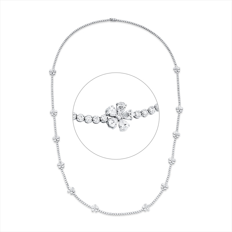 Collier 18 kt WG, 60 Tropfen 11,03 ct, TW-si, 256 Brill. 7,44 ct, TW-si