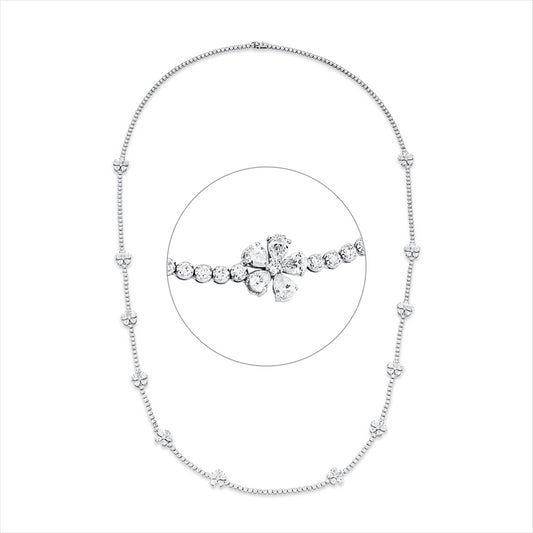 Collier 18 kt WG, 60 Tropfen 11,03 ct, TW-si, 256 Brill. 7,44 ct, TW-si