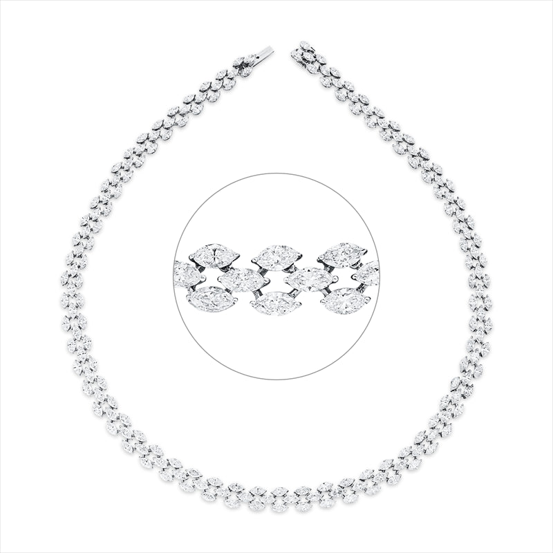 Collier 18 kt WG, 87 Nav. 13,12 ct, TW-si, 93 Nav. 9,38 ct, TW-si