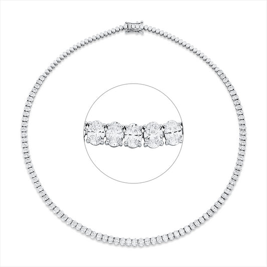 Collier 18 kt WG, 88 Oval 16,08 ct, F-vsi/si