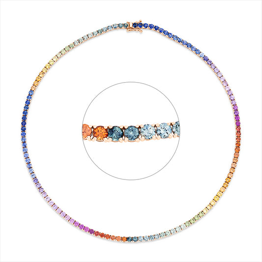 Collier 18 kt RG, 124 Saphire 15,70 ct fancy