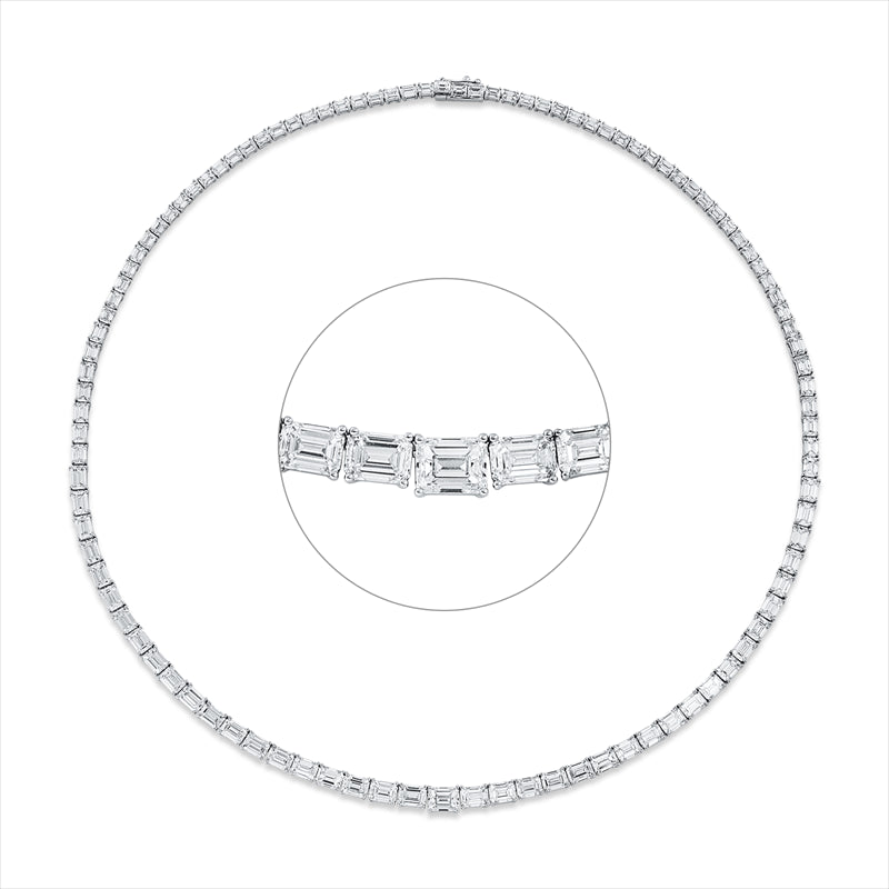 Collier 18 kt WG, 1 Sm.schliff 0,70 ct, TW-si, 106 Sm.schliff 19,38 ct, TW-si