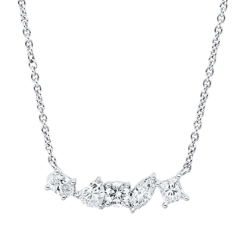 Collier 18 kt WG, 5 Fant-Schl. 0,48 ct, TW-vsi/si
