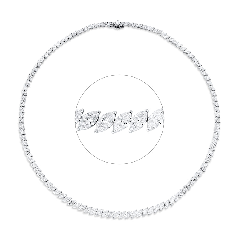 Collier 18 kt WG, 30 Nav. 4,51 ct, TW-vsi, 20 Nav. 4,05 ct, TW-vsi, 64 Nav. 5,86 ct, TW-vsi