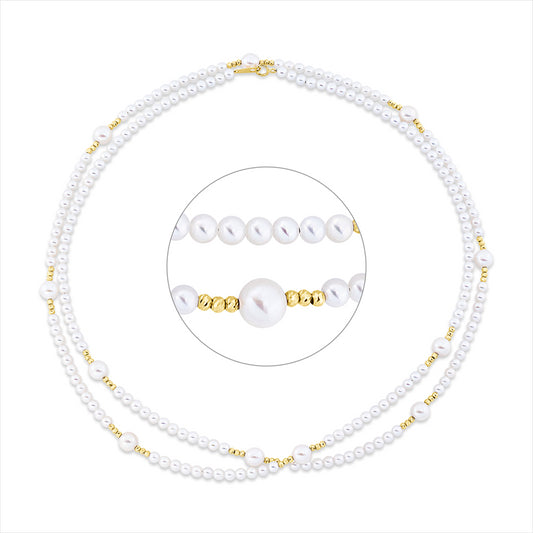 Collier 18 kt GG, 11 SW weiß 5,5 mm, 192 SW weiß 3 mm, L:80,0 cm
