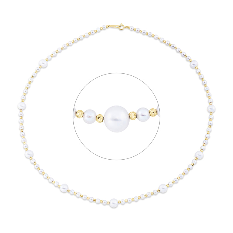 Collier 18 kt GG, 9 SW weiß 6 mm, 72 SW weiß 3 mm, L:40,0 cm