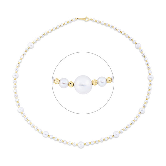 Collier 18 kt GG, 9 SW weiß 6 mm, 70 SW weiß 3 mm, L:40,0 cm