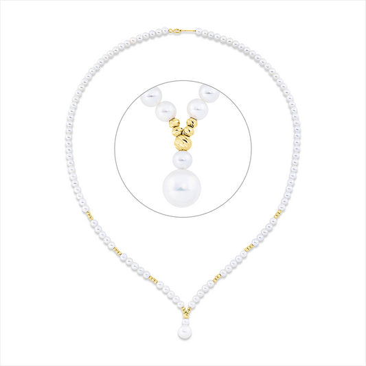 Collier 18 kt GG, 1 SW weiß 6,5 mm, 103 SW weiß 3 mm, L:40,0 cm