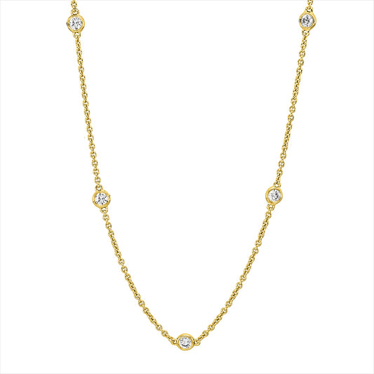 Collier 18 kt GG, mit ZÖ 41,5cm 43,5cm, 11 Brill. 0,42 ct, I-si