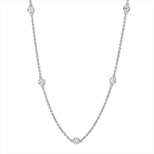 Collier 18 kt WG, mit ZÖ 41,5 cm + 43,5 cm, 11 Brill. 0,43 ct, TW-si