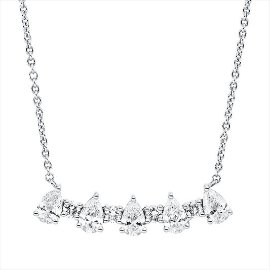 Collier 18 kt WG, 9 Fant-Schl. 0,85 ct, TW-si