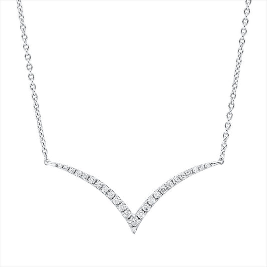 Collier 18 kt WG, mit ZÖ 38 cm + 39,4 cm, 26 Brill. 0,15 ct, TW-pi