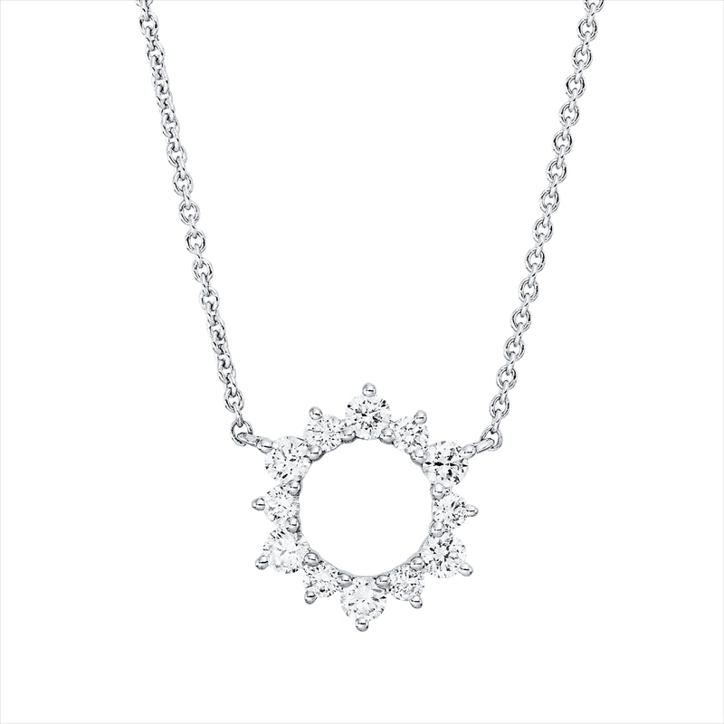 Collier 18 kt WG, mit ZÖ 40 cm + 43 cm, 12 Brill. 0,42 ct, TW-si