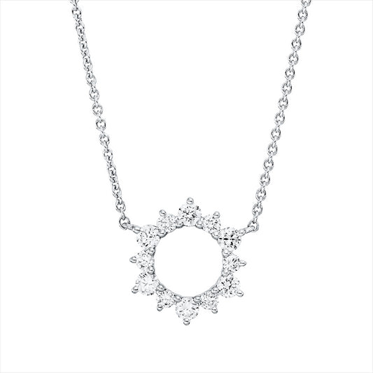 Collier 18 kt WG, mit ZÖ 40 cm + 43 cm, 12 Brill. 0,42 ct, TW-si