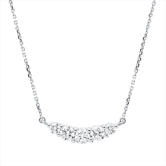 Collier 18 kt WG, mit ZÖ 40,7,42,43.7 cm, 5 Brill. 0,52 ct, W-si