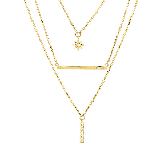 Collier 18 kt GG, 9 Brill. 0,05 ct, W-si