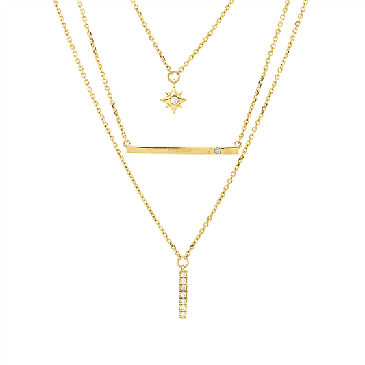 Collier 18 kt GG, 9 Brill. 0,05 ct, W-si