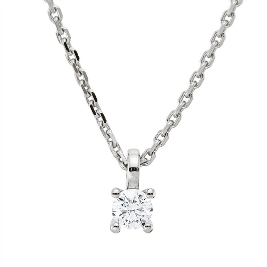 Collier 18 kt WG, mit ZÖ 42 cm, 1 Brill. 0,15 ct, TW-si