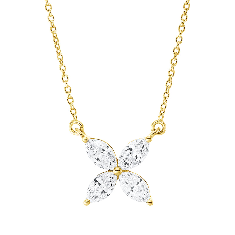 Collier 18 kt GG, mit ZÖ 40 cm + 42,5 cm, 4 Nav. 0,37 ct, TW-si