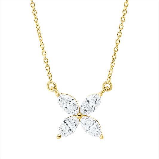 Collier 18 kt GG, mit ZÖ 40 cm + 42,5 cm, 4 Nav. 0,37 ct, TW-si