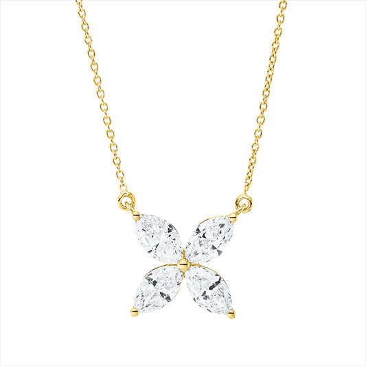 Collier 18 kt GG, mit ZÖ 40 cm + 42,5 cm, 4 Nav. 0,75 ct, TW-si