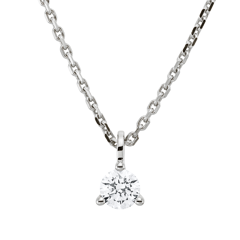 Collier 18 kt WG, mit ZÖ 42 cm, 1 Brill. 0,25 ct, TW-si