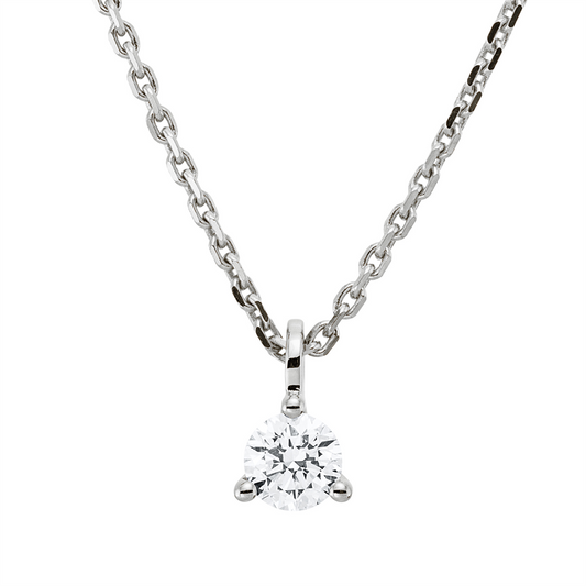 Collier 18 kt WG, mit ZÖ 42 cm, 1 Brill. 0,25 ct, TW-si