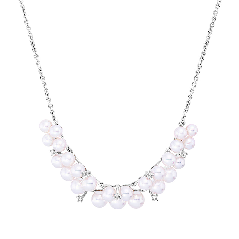 Collier 18 kt WG, 7 Brill. 0,06 ct, TW-si, 25 SW weiß