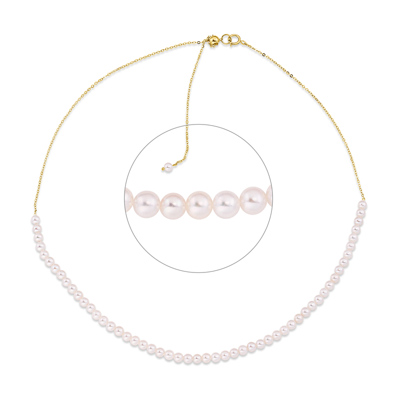 Collier 18 kt GG, mit ZÖ 37 cm, 54 ZP weiß 3,5 mm