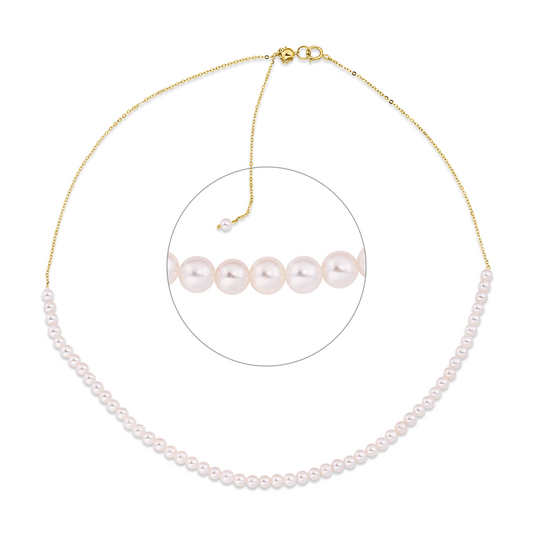 Collier 18 kt GG, mit ZÖ 37 cm, 54 ZP weiß 3,5 mm